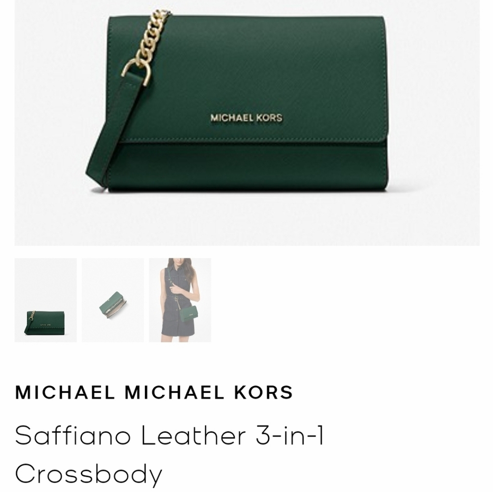 NWT Michael Kors Saffiano Leather 3-in-1 Crossbody *Rare Color*